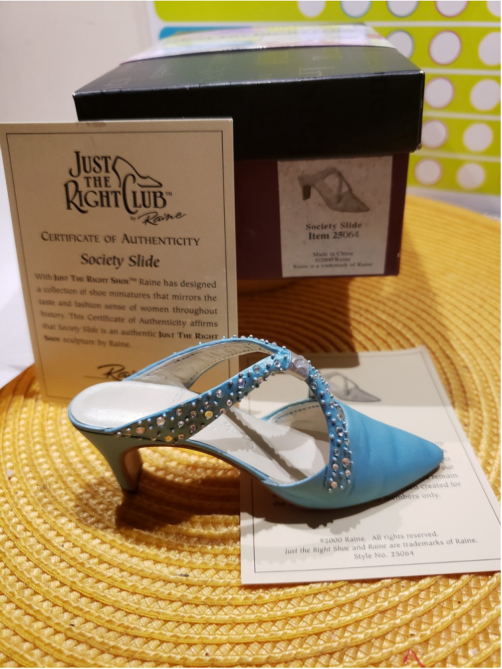 Just The Right Club Society Slide Miniature Shoe Decor One Size Blue Silver